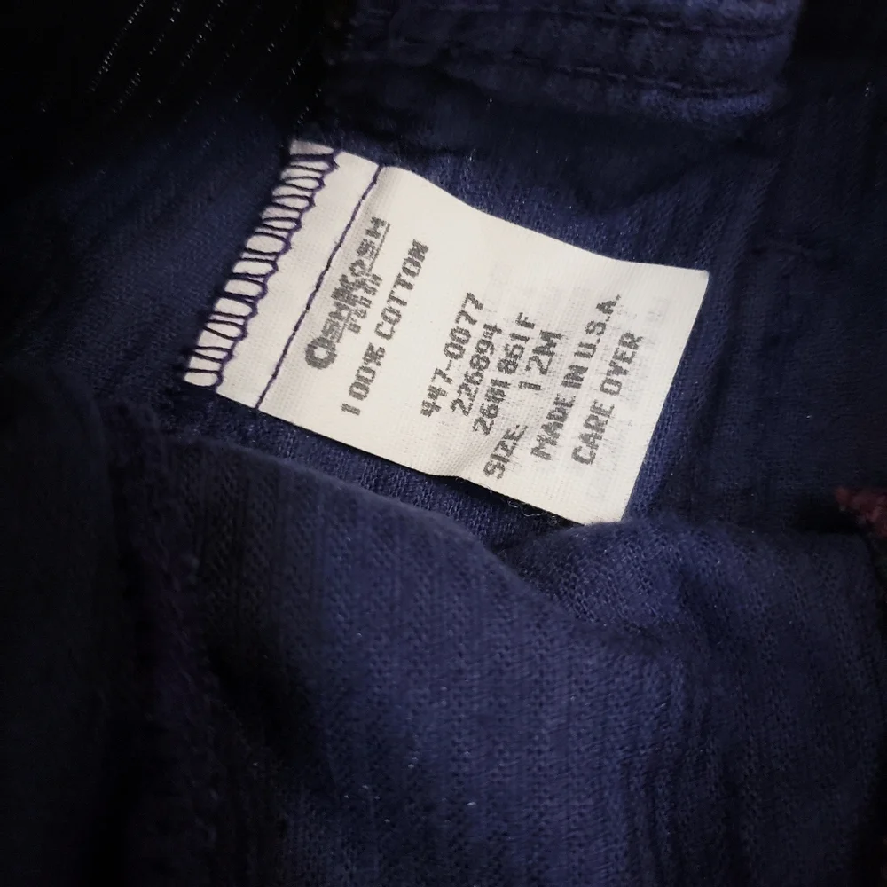 Vintage NWT Baby Oshkosh B'gosh Blue Corduroy Pants With Plaid Detail, 12 Months